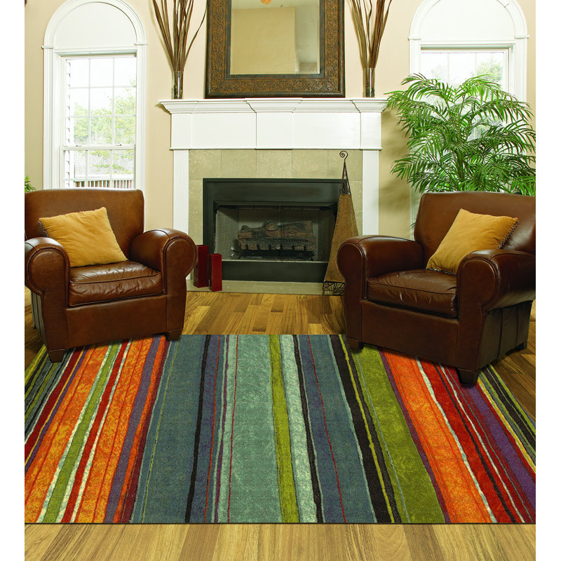 Red Barrel Studio® Bartlett Machine Tufted Performance Blue/Orange